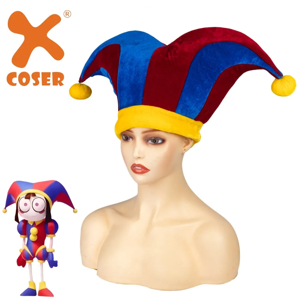 【New Arrival】Xcoser  The Amazing Digital Circus Pomni Cosplay Costume Hat Glove Full Set Adult