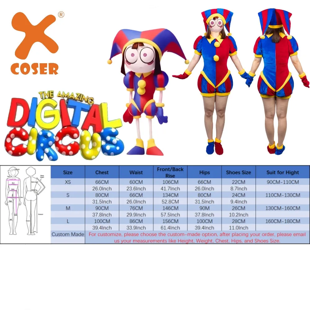 【New Arrival】Xcoser  The Amazing Digital Circus Pomni Cosplay Costume Hat Glove Full Set Adult