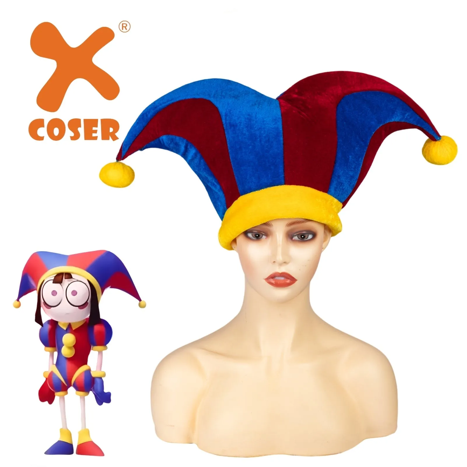 【New Arrival】Xcoser  The Amazing Digital Circus Pomni Cosplay Costume Hat Glove Full Set Adult