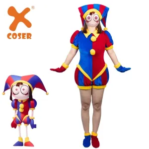 【New Arriva】Xcoser The Amazing Digital Circus Pomni Cosplay Costume Hat Glove Full Set Adult