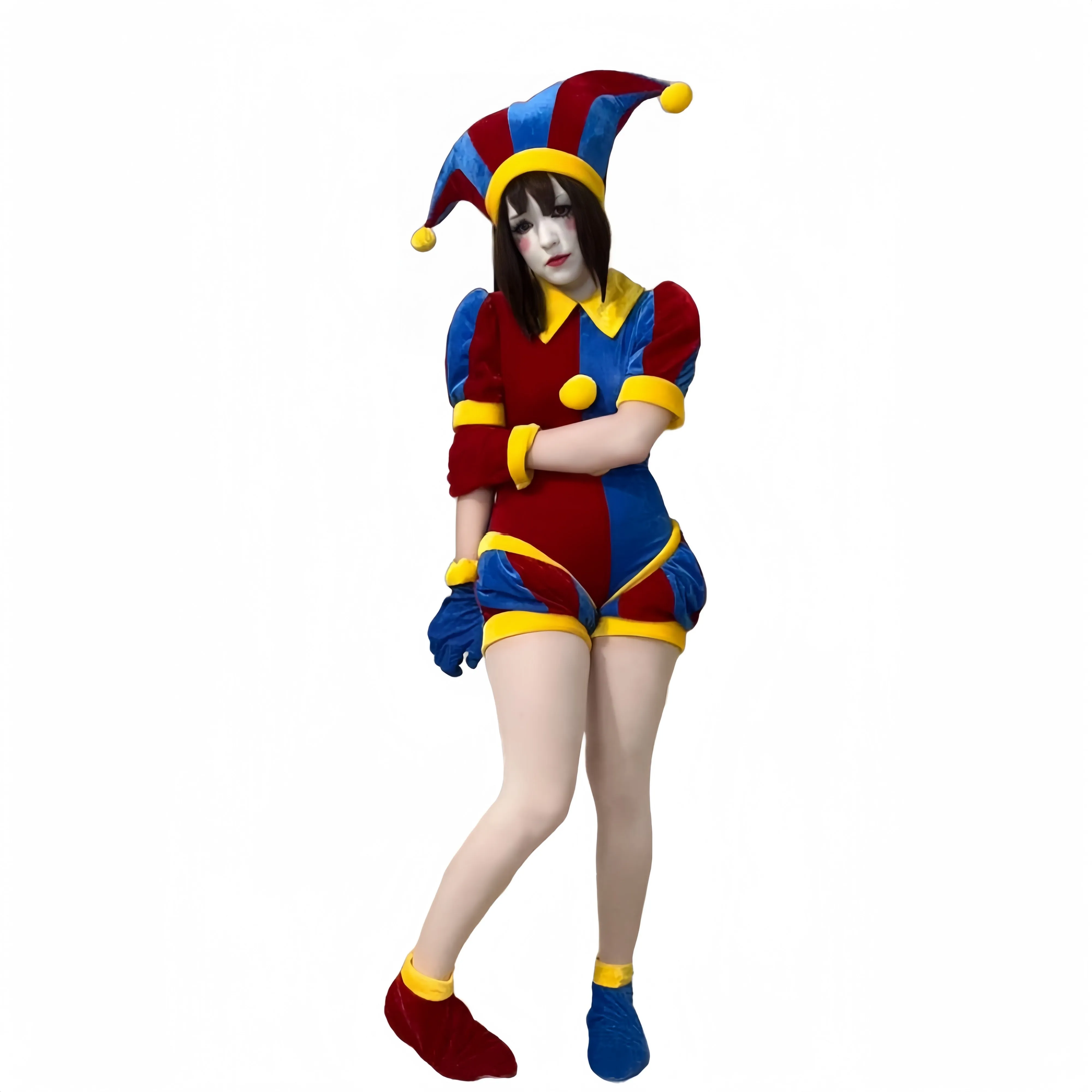 【New Arriva】Xcoser The Amazing Digital Circus Pomni Cosplay Costume Hat Glove Full Set Adult