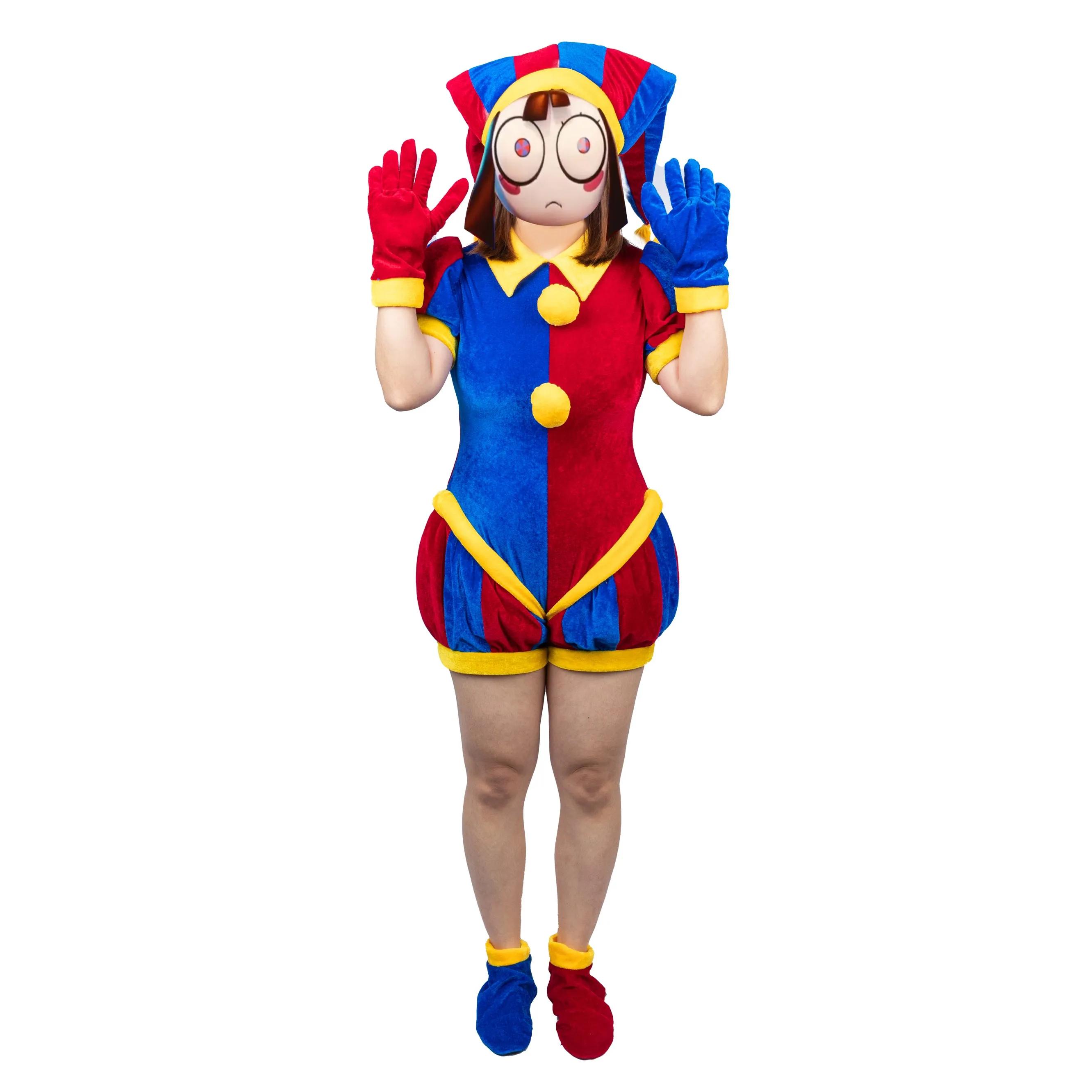 【New Arriva】Xcoser The Amazing Digital Circus Pomni Cosplay Costume Hat Glove Full Set Adult