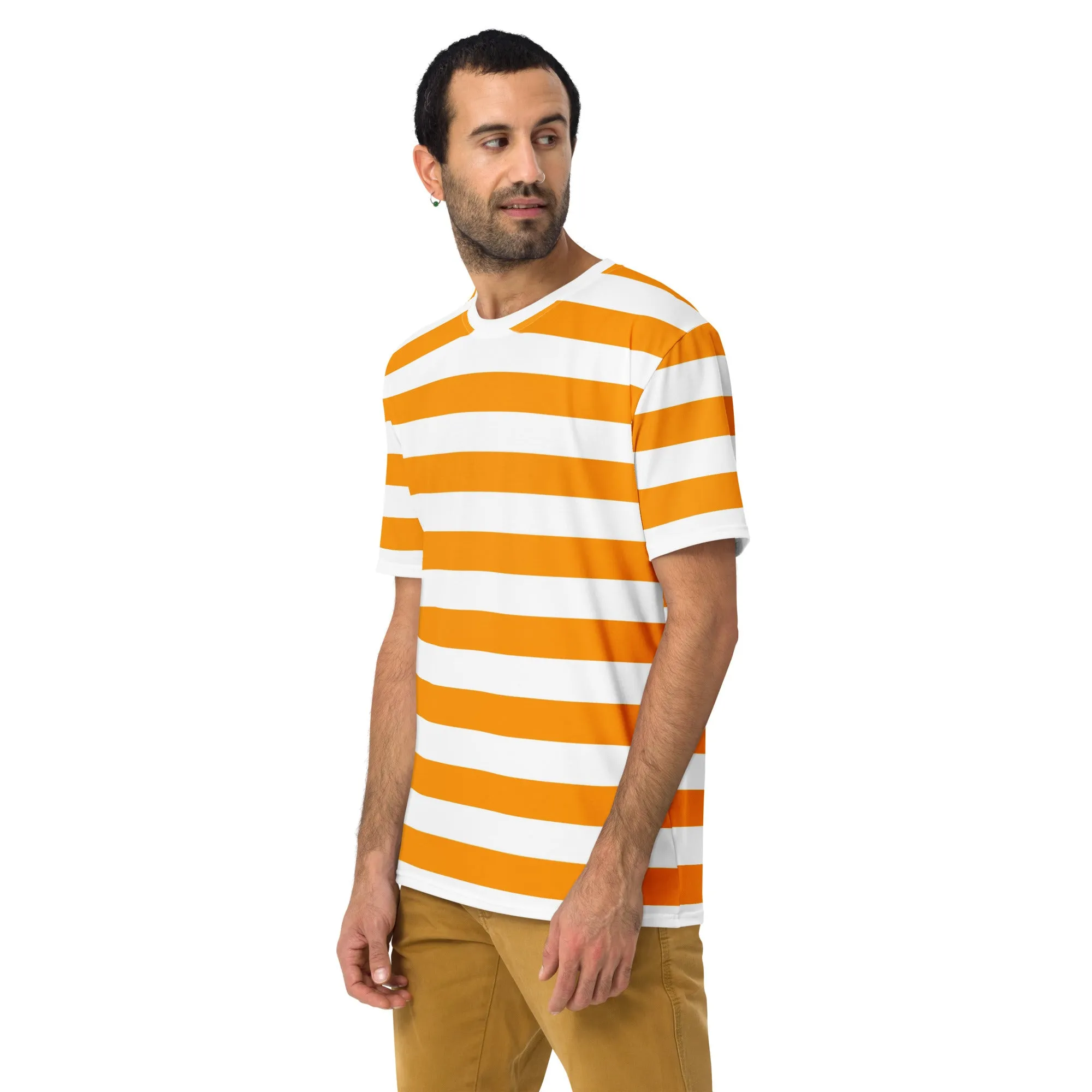 Orange And White Striped Shirt Mens