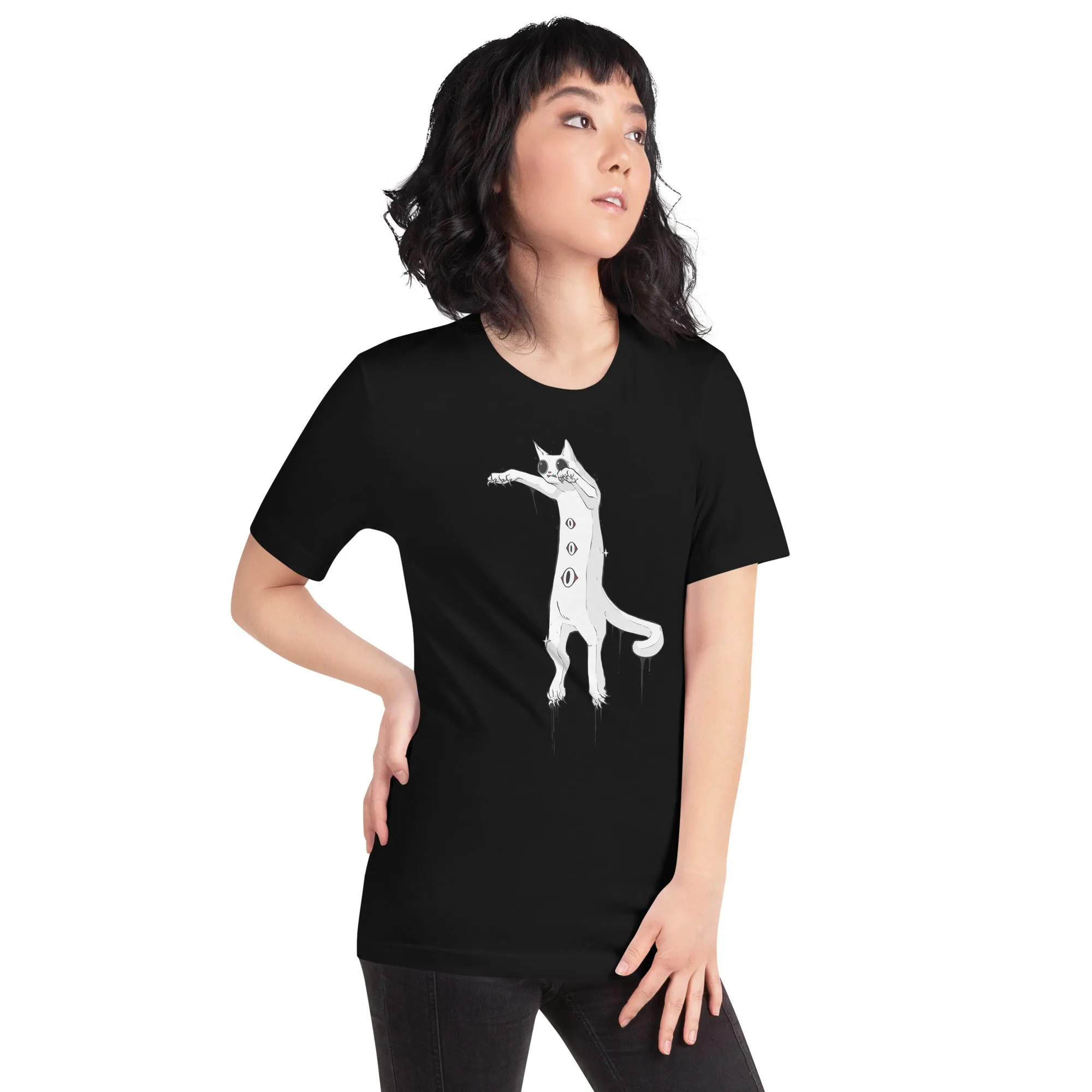 Spooky White Cat, Unisex T-Shirt