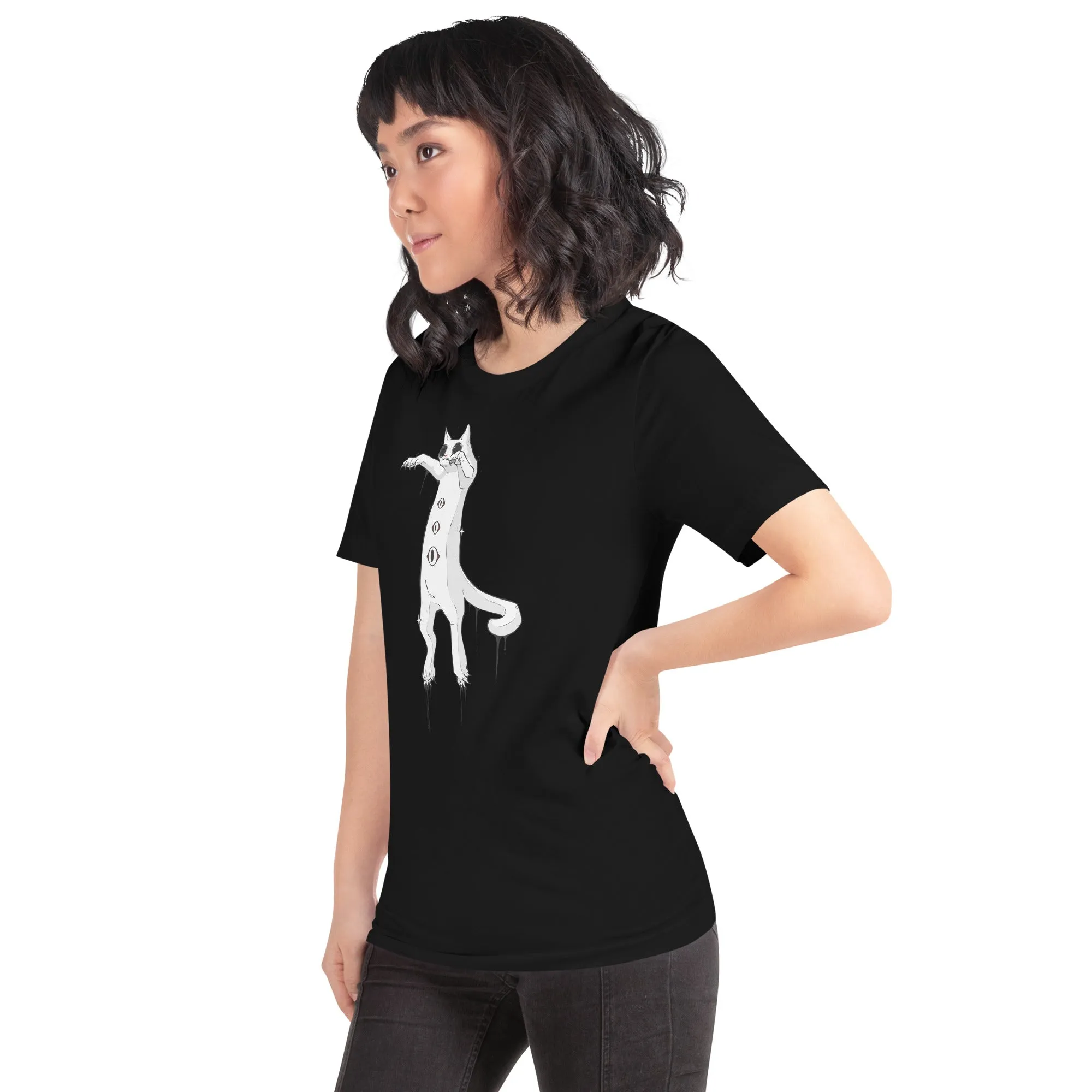 Spooky White Cat, Unisex T-Shirt