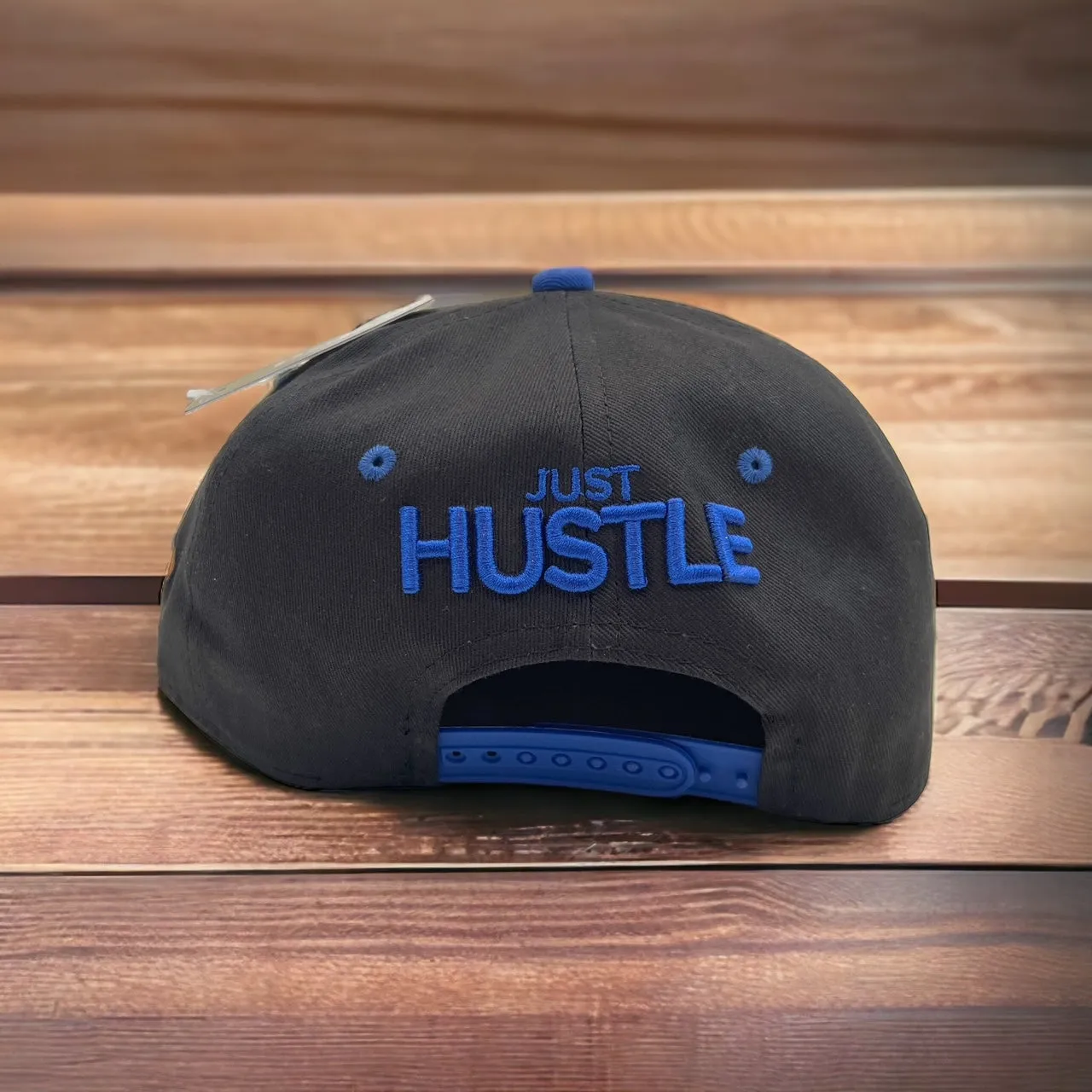 US Cotton Just Hustle Snapback Hat (Black/Blue) / 2 for $15