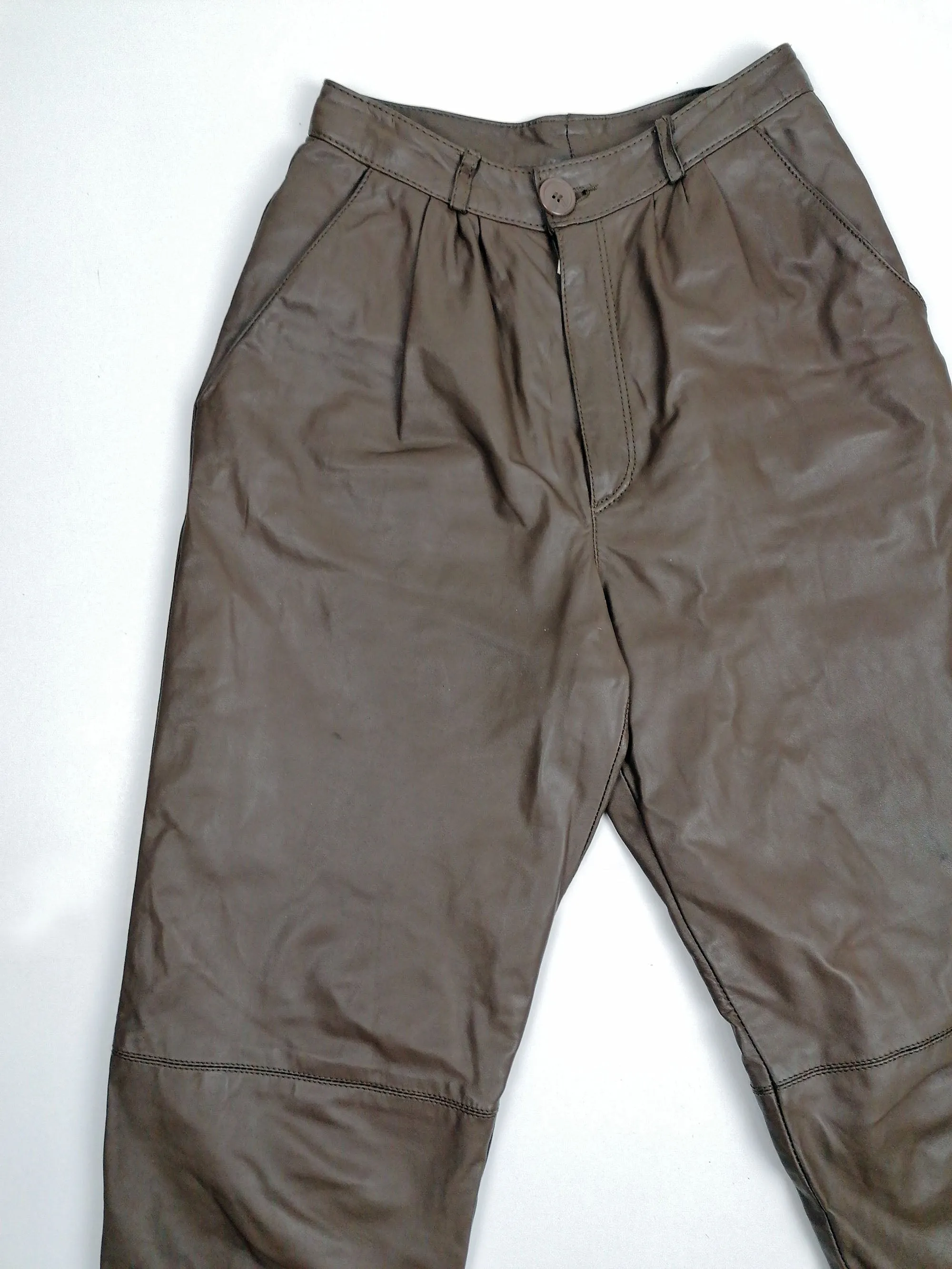 90's High Waist Faux Leather Pants -size XXS -XS / waist 24 (60 cm)